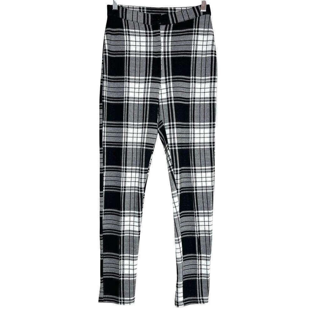 Free People Plaid Carnaby Black White Skinny Pants Women's SZ 6